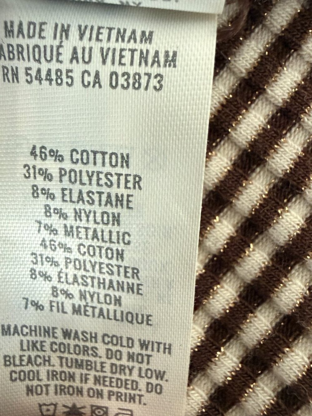 NWT Aerie Brown Metallic Striped Waffle Knit Thermal Top Small - Picture 8 of 9
